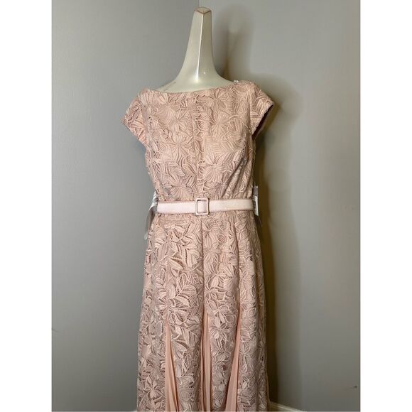 Kay Unger Angelina Lace Belted Midi-Dress - Picture 6 of 11